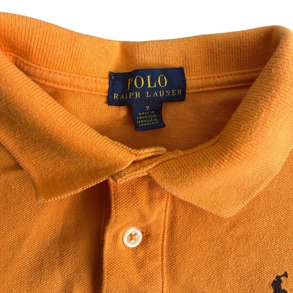 Polo Ralph‎ Lauren Boys’ Orange Short Sleeve Polo Shirt Size 7 Classic Fit - Picture 4 of 4